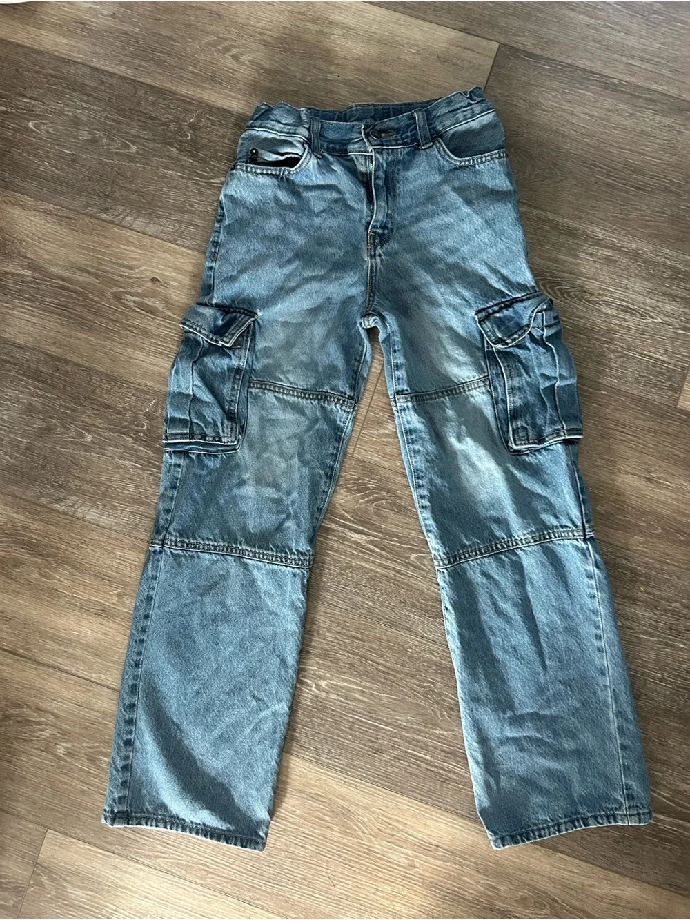 Girl’s Cargo Denim Pants - Light Blue
